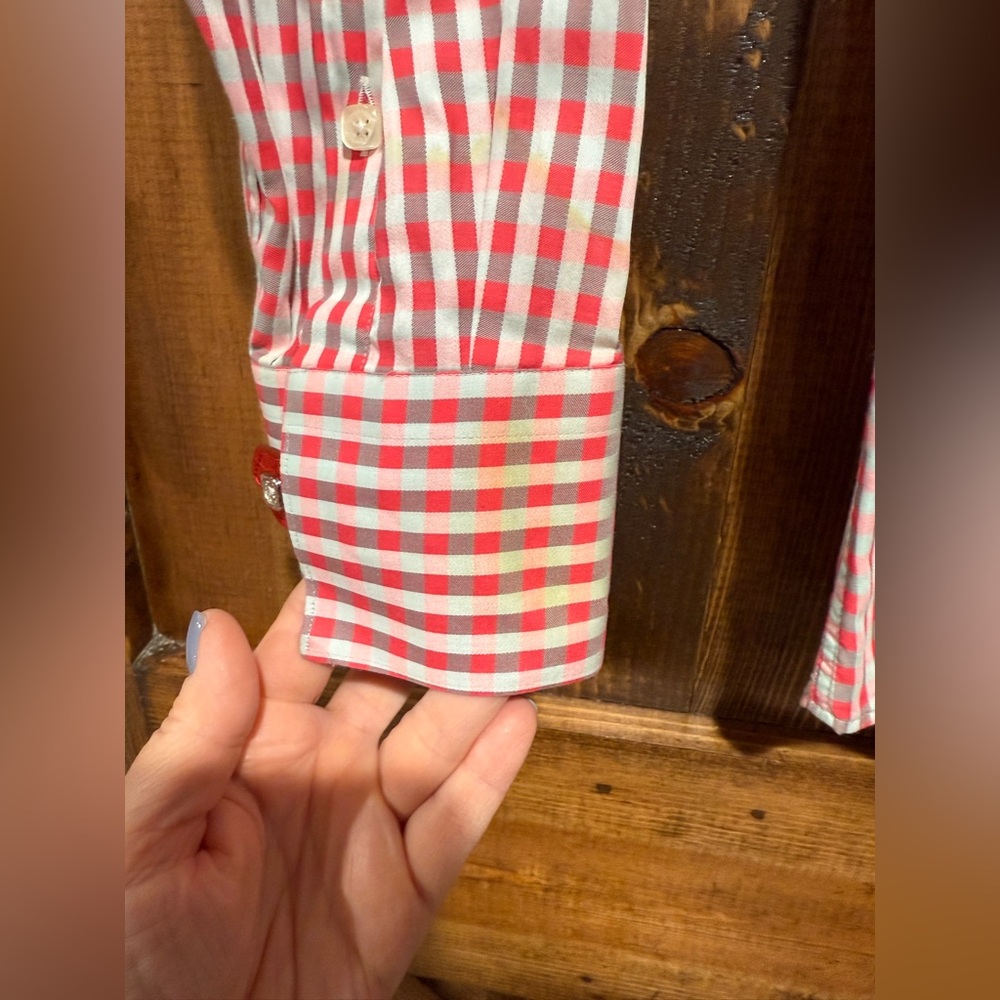 BOGOSSE dress shirt - Size 3 (Medium) Pink Gray Silver‎ Gingham Print - Picture 5 of 11